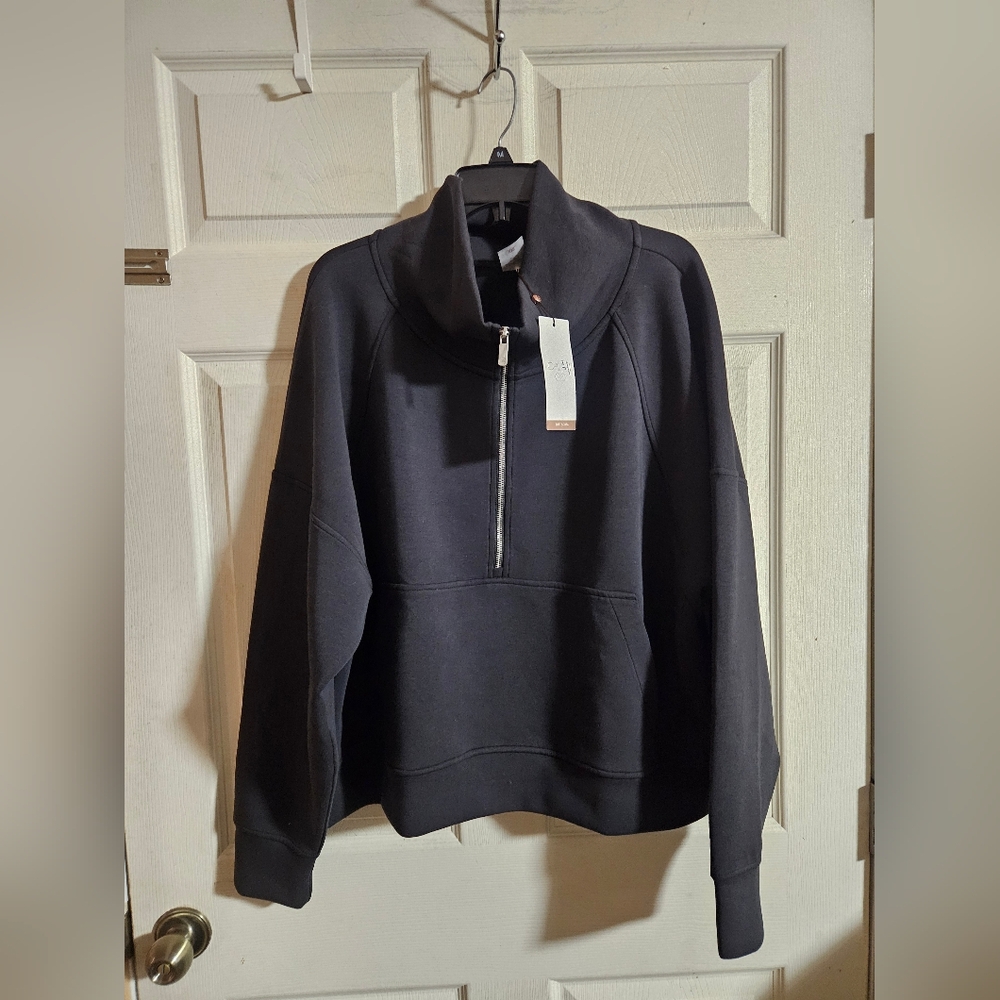 CALIA Women's Soft Scuba 1/4 Zip Pullover: PURE BLACK: NEW WITH TAGS: SIZE XL